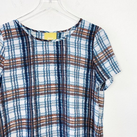 Anthropologie Maeve Plaid Open Tulip Back Blouse XS - Picture 4 of 9